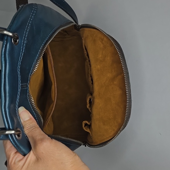 Patricia Nash Leather Backpack, Style P29833, Color Caribbean Blue - Picture 8 of 16